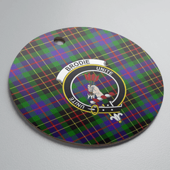 Clan Brodie Hunting Modern Tartan Crest Round Ceramic Ornament LA85 Brodie Hunting Modern Tartan Tartan Christmas