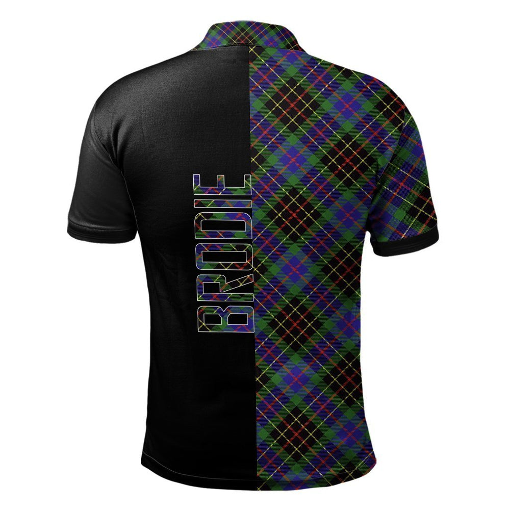 Clan Brodie Hunting Modern Tartan Polo Shirt Half of Me - Cross Style ZZ50 Brodie Hunting Modern Tartan Tartan Polo