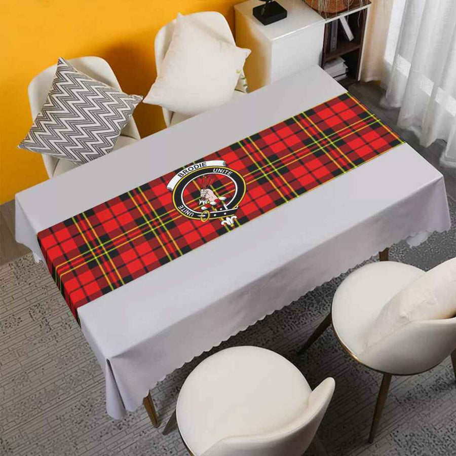 Clan Brodie Tartan Crest Table Runner Cotton VY24 Brodie Tartan Tartan Table Runner