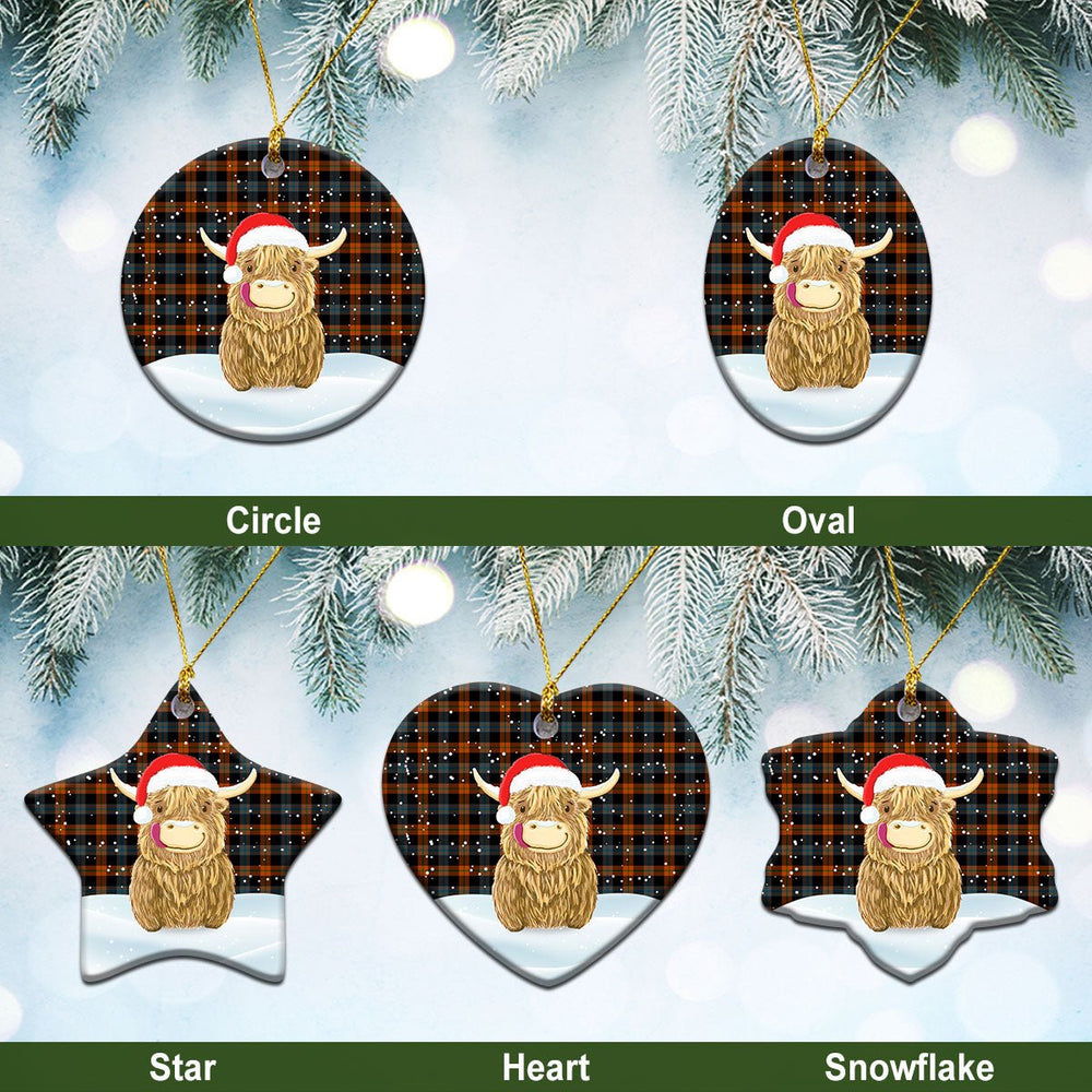 Clan Broun Ancient Tartan Christmas Ceramic Ornament Highland Cows Style XS89 Broun Ancient Tartan Tartan Ornament