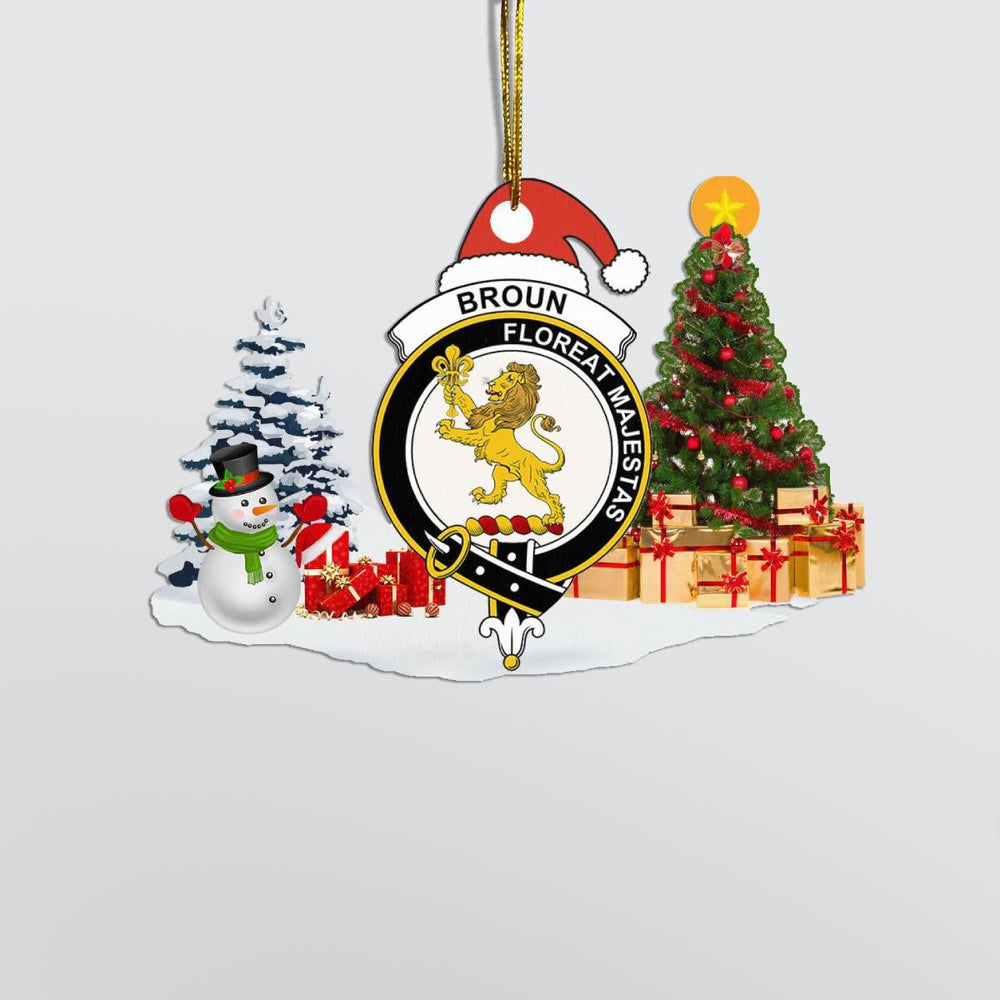 Clan Broun Crest Tartan Acrylic Christmas Ornament CJ64 Broun Tartan Tartan Christmas