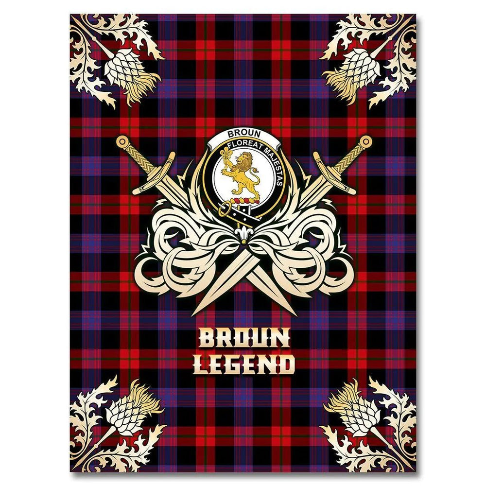 Clan Broun Modern Tartan Gold Courage Symbol Blanket RA67 Clan Brown / Broun Tartan Today