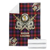 Clan Broun Modern Tartan Gold Courage Symbol Blanket RA67 Clan Brown / Broun Tartan Today