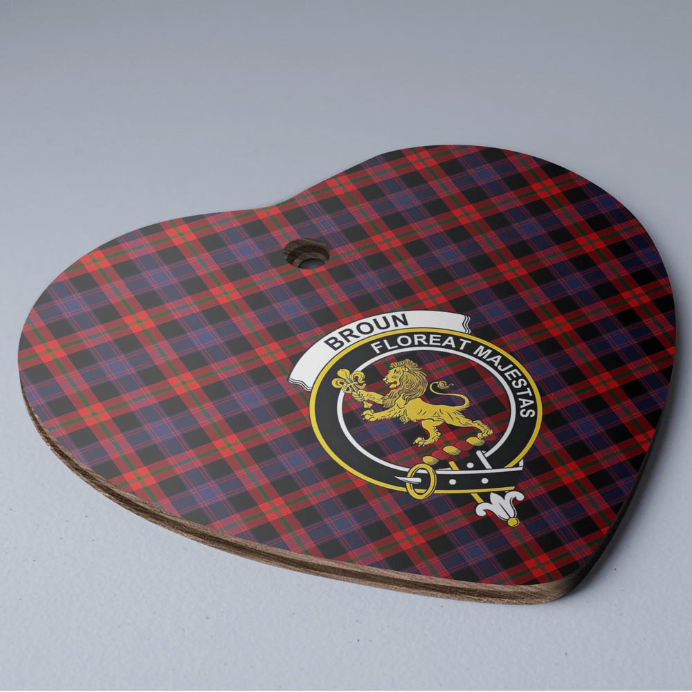 Clan Broun Tartan Crest Heart Ceramic Ornament NF85 Broun Tartan Tartan Christmas