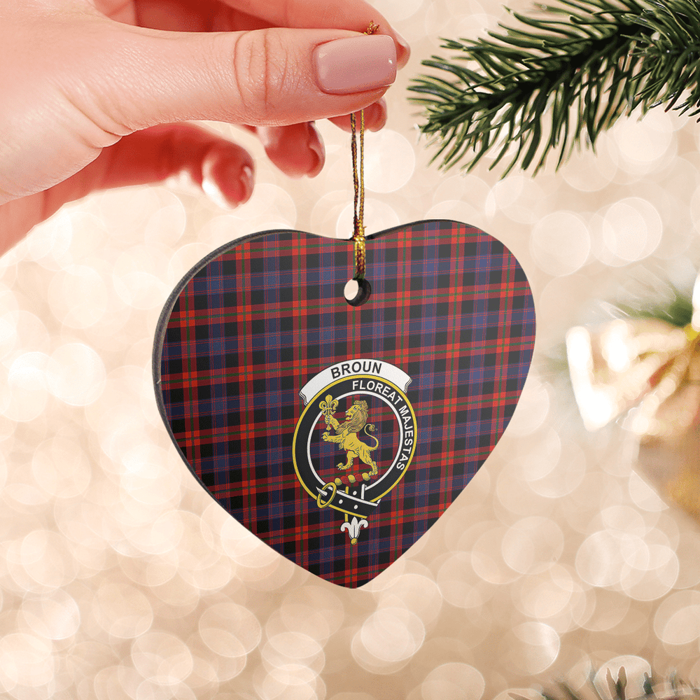 Clan Broun Tartan Crest Heart Ceramic Ornament NF85 Broun Tartan Tartan Christmas
