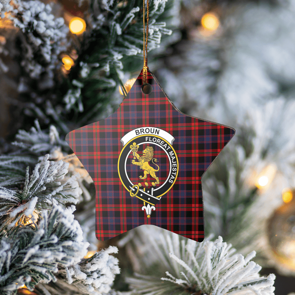 Clan Broun Tartan Crest Star Ceramic Ornament ZG67 Broun Tartan Tartan Christmas