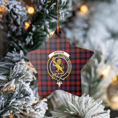 Clan Broun Tartan Crest Star Ceramic Ornament ZG67 Broun Tartan Tartan Christmas