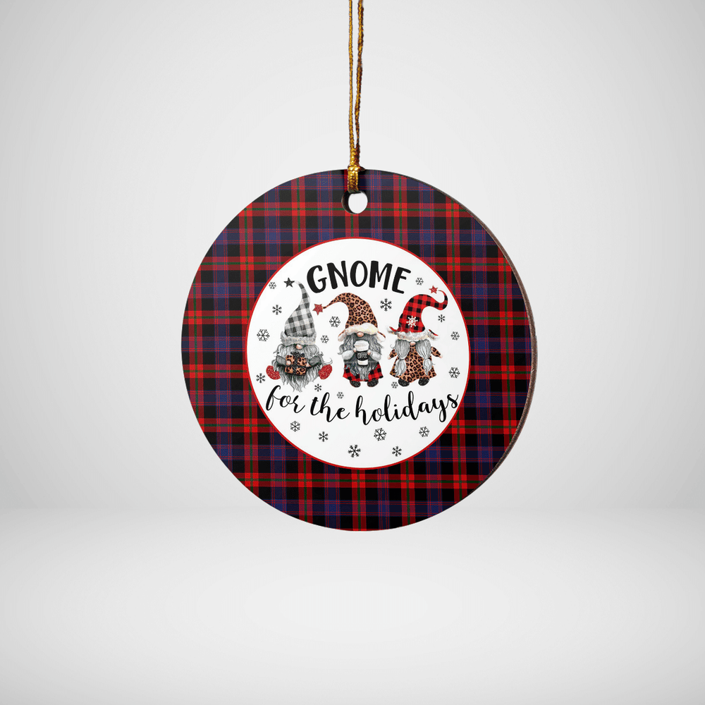 Clan Broun Tartan Gnome Round Ceramic Ornament FF46 Broun Tartan Tartan Christmas