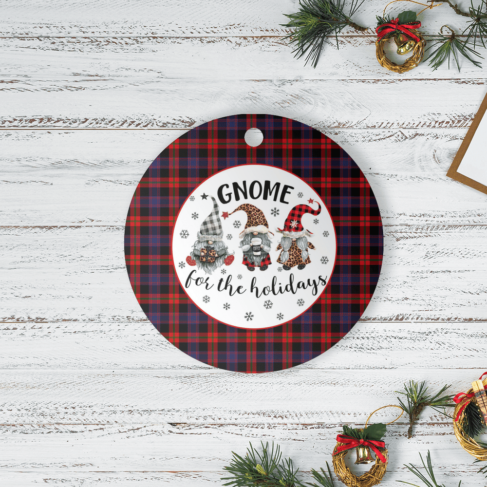 Clan Broun Tartan Gnome Round Ceramic Ornament FF46 Broun Tartan Tartan Christmas