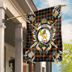 Clan Brown Ancient Tartan Crest Black Garden Flag - Gold Thistle HL98 Clan Brown / Broun Tartan Today