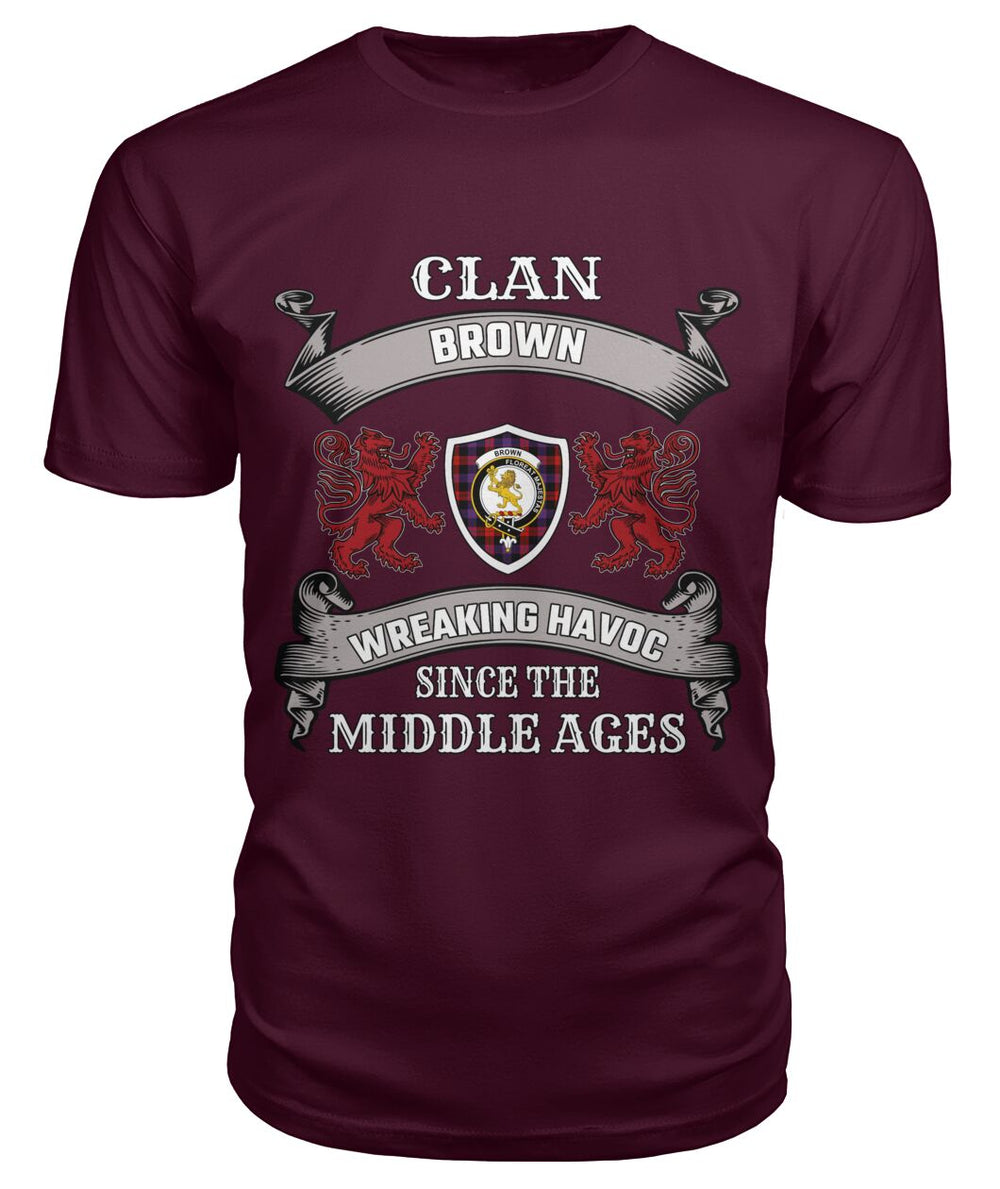 Clan Brown Family Tartan 2D T-ShirtCR65 Brown Tartan 2D T-Shirt Tartan T-Shirt Maroon S Brown Tartan 2D T-Shirt