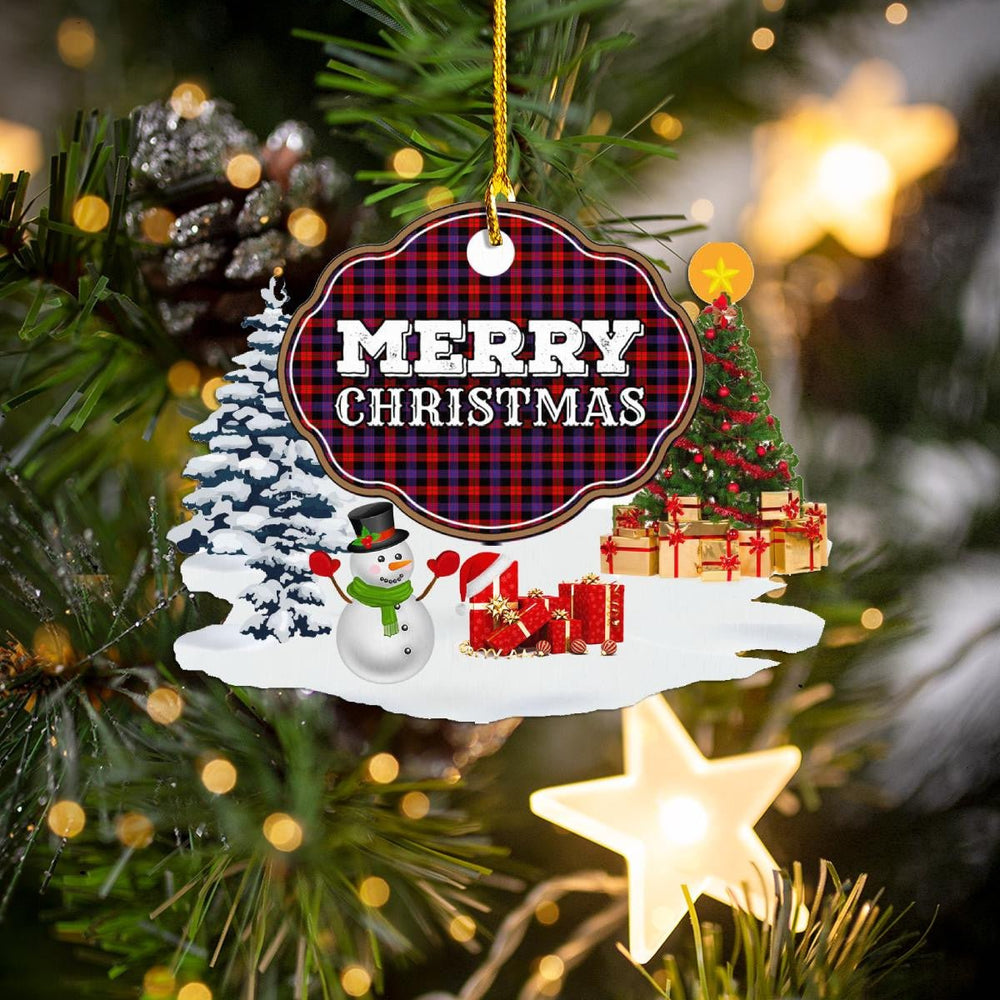 Clan Brown Modern "Merry Christmas" Tartan Acrylic Ornament RR11 Brown Modern Tartan Tartan Christmas