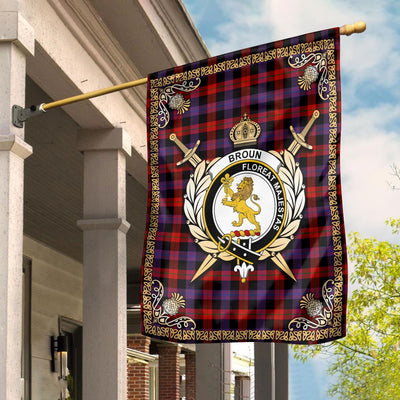 Clan Brown Modern Tartan Crest Garden Flag - Celtic Thistle