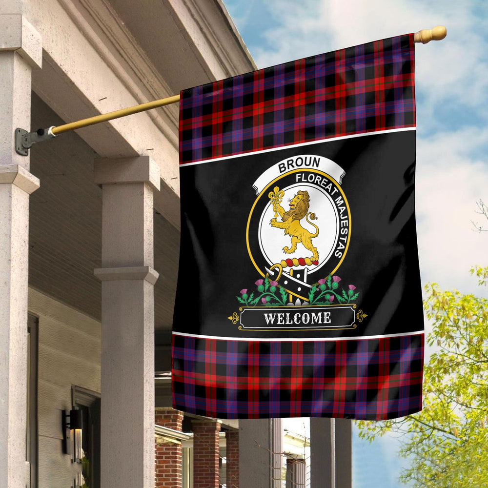 Clan Brown Modern Tartan Crest Garden Flag - Welcome LZ18 Clan Brown / Broun Tartan Today
