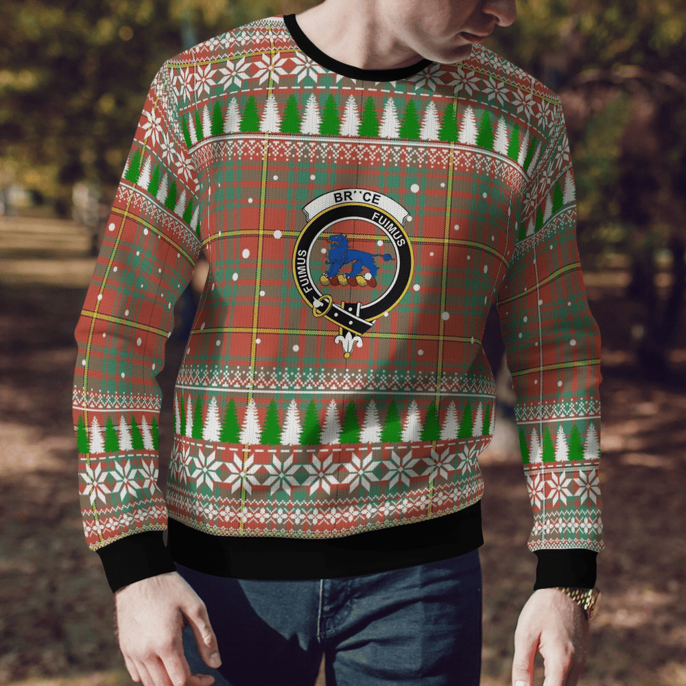 Clan Bruce Ancient Crest Tartan Christmas Ugly Sweater WL24 Bruce Ancient Crest Tartan Tartan Ugly Sweater