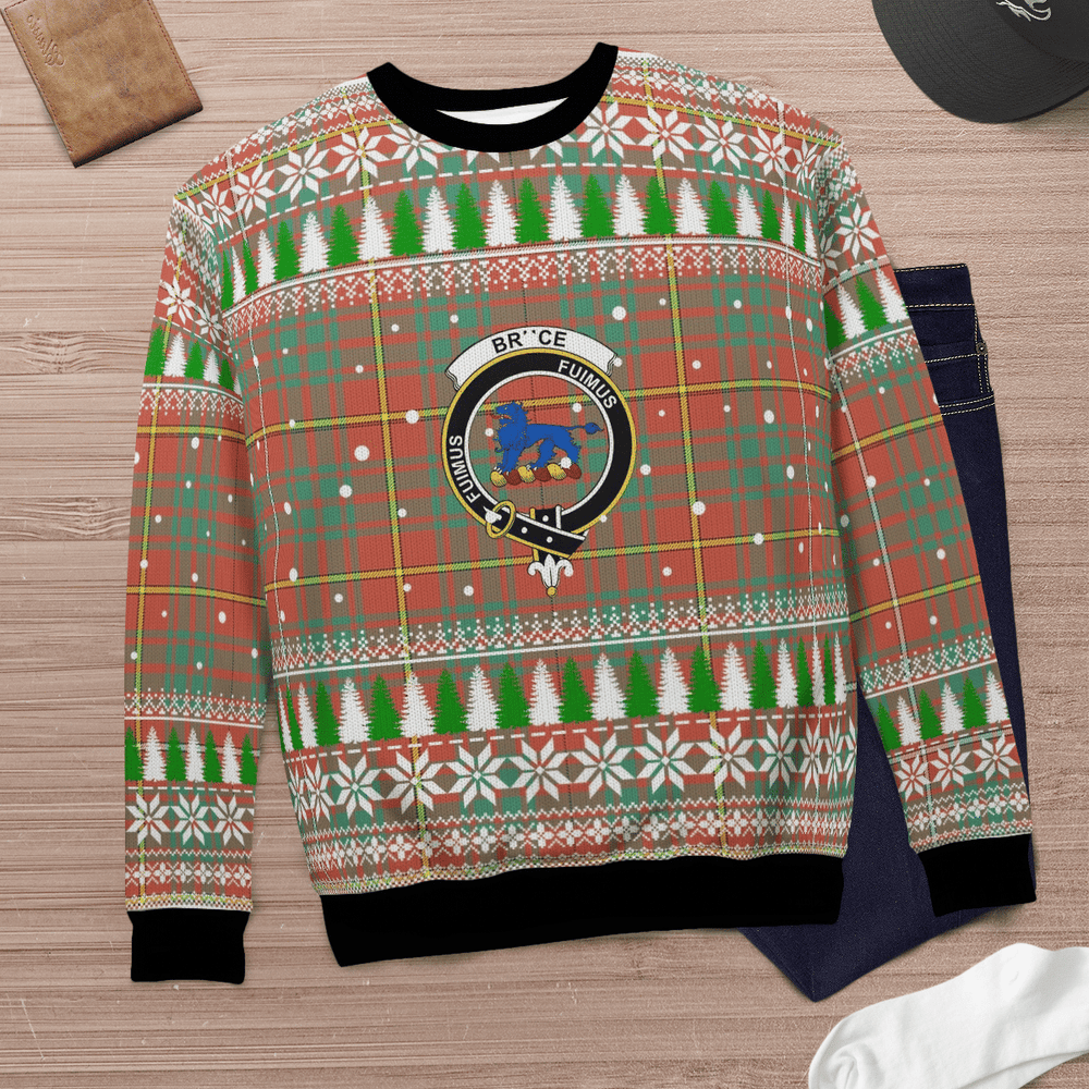 Clan Bruce Ancient Crest Tartan Christmas Ugly Sweater WL24 Bruce Ancient Crest Tartan Tartan Ugly Sweater