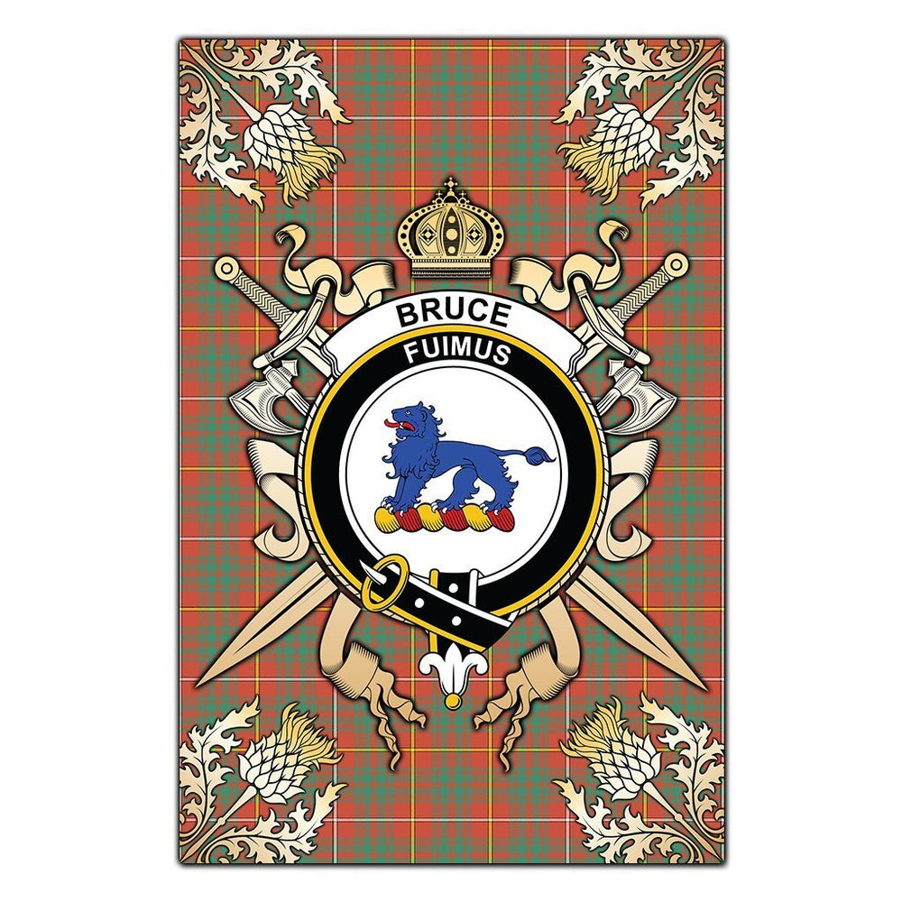 Clan Bruce Ancient Tartan Crest Black Garden Flag - Gold Thistle OE55 Clan Bruce Tartan Today