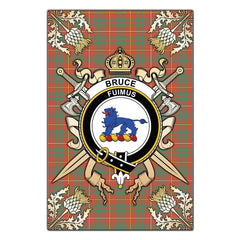 Clan Bruce Ancient Tartan Crest Black Garden Flag - Gold Thistle OE55 Clan Bruce Tartan Today