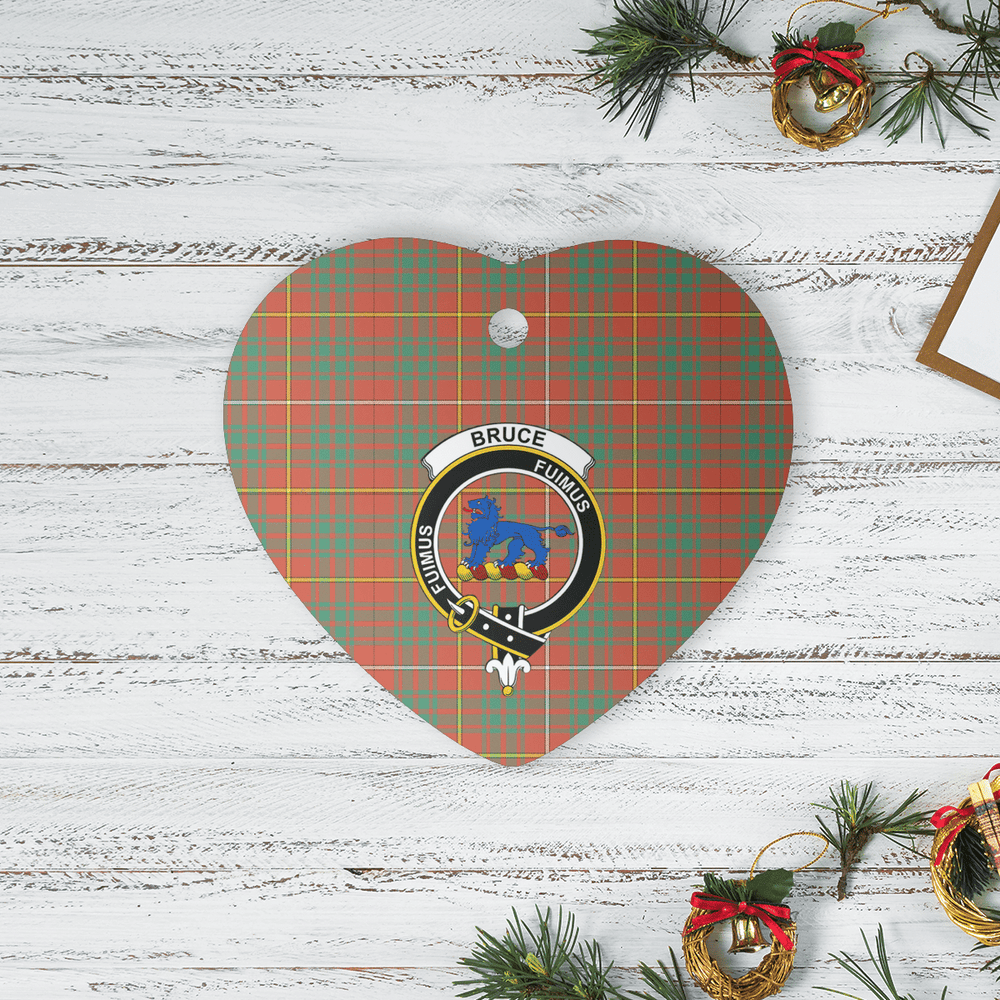 Clan Bruce Ancient Tartan Crest Heart Ceramic Ornament RQ85 Bruce Ancient Tartan Tartan Christmas