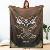 Clan Bruce Ancient Tartan Crest Premium Blanket Celtic Stag Style KD30 Clan Bruce Tartan Today