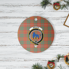Clan Bruce Ancient Tartan Crest Round Ceramic Ornament FR91 Bruce Ancient Tartan Tartan Christmas