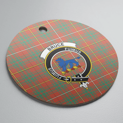 Clan Bruce Ancient Tartan Crest Round Ceramic Ornament FR91 Bruce Ancient Tartan Tartan Christmas