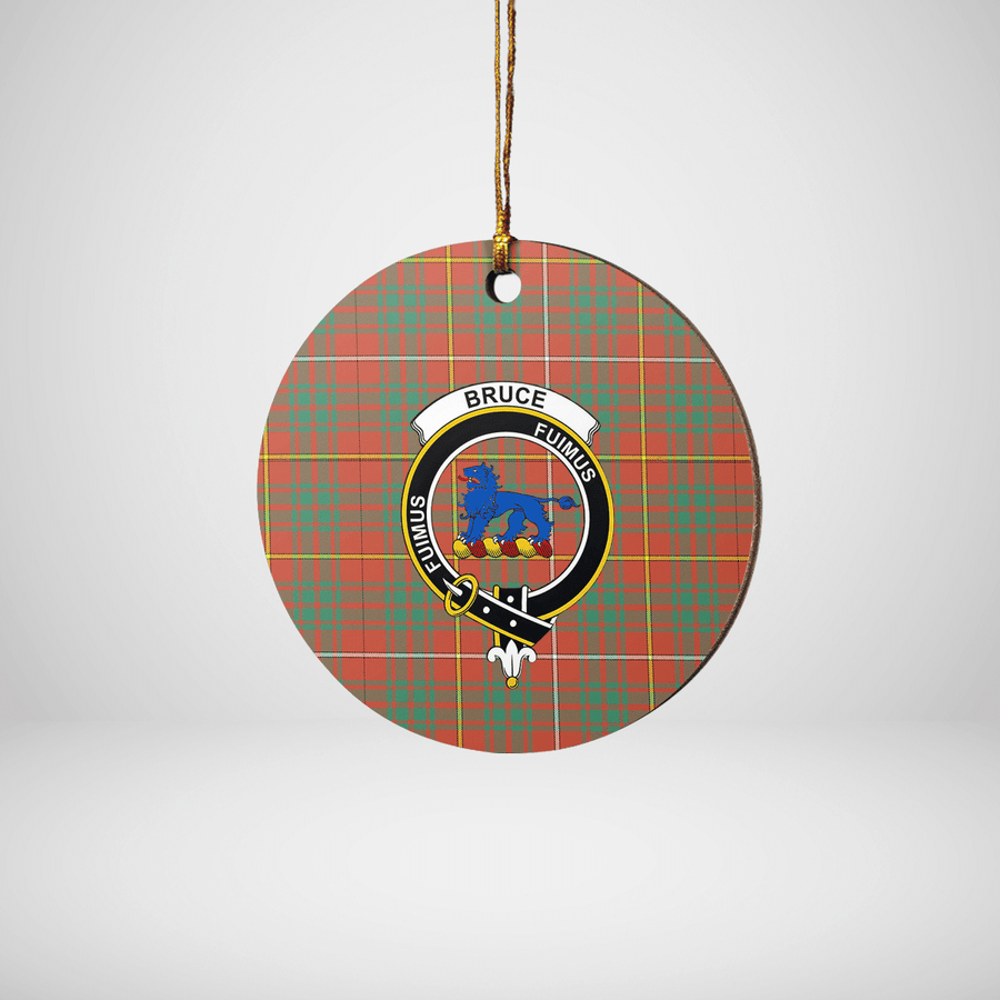 Clan Bruce Ancient Tartan Crest Round Ceramic Ornament FR91 Bruce Ancient Tartan Tartan Christmas