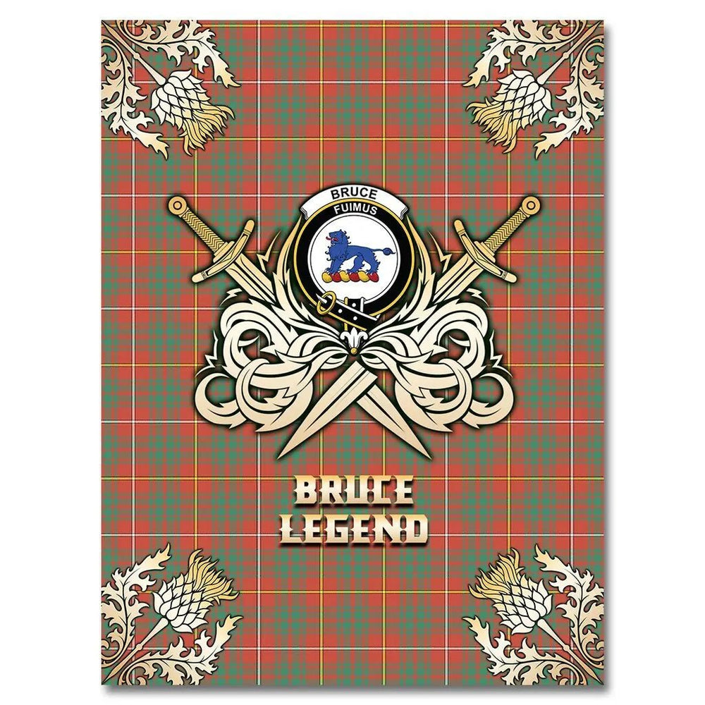 Clan Bruce Ancient Tartan Gold Courage Symbol Blanket SX25 Clan Bruce Tartan Today