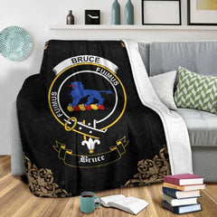 Clan Bruce Crest Tartan Premium Blanket Black ZB78 Clan Bruce Tartan Today