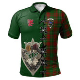 Clan Bruce Hunting Tartan Polo Shirt - Lion Rampant And Celtic Thistle Style FE13 Bruce Hunting Tartan Tartan Polo