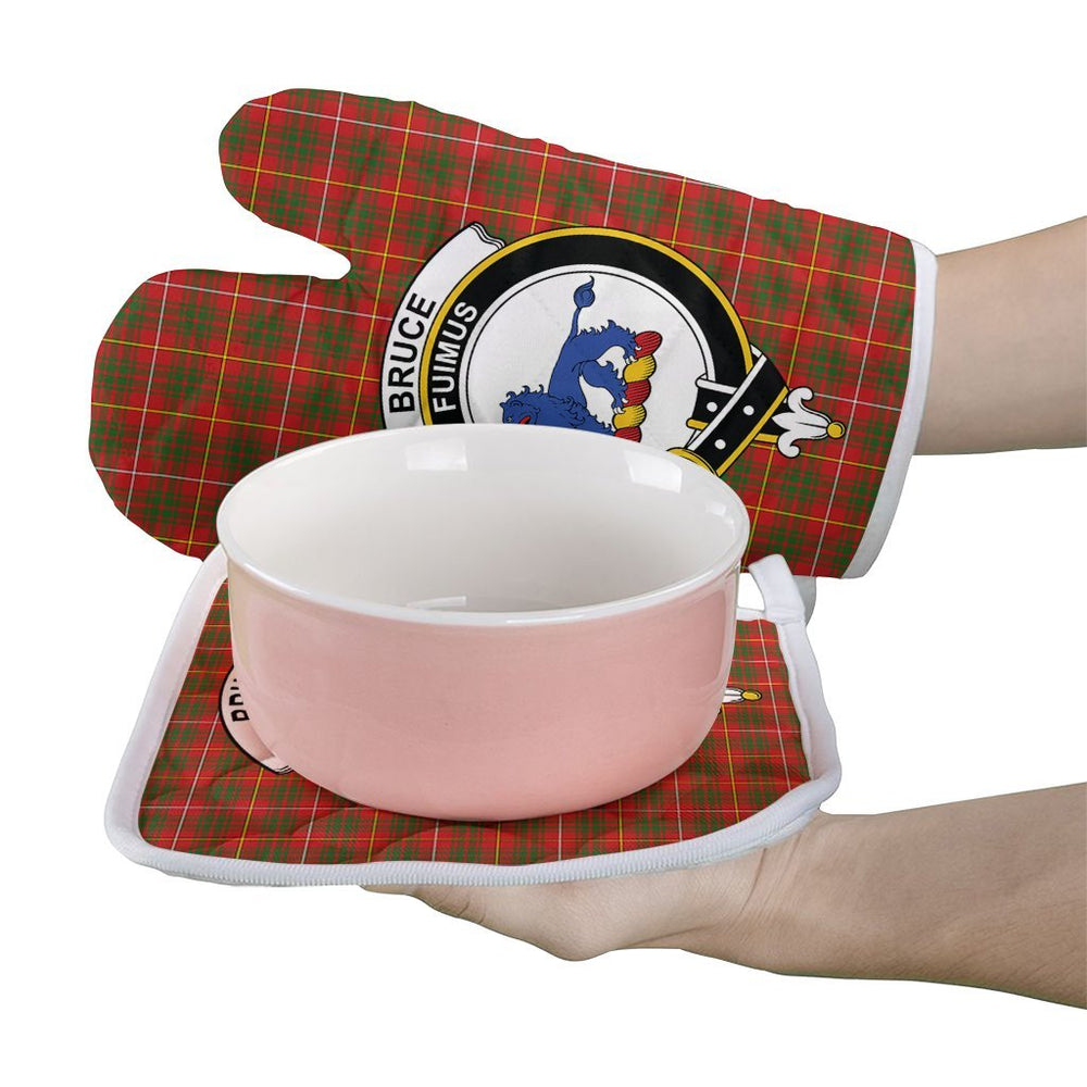 Clan Bruce Modern Tartan Crest Oven Mitt And Pot Holder (2 Oven Mitts + 1 Pot Holder) QD34 Clan Bruce Tartan Today