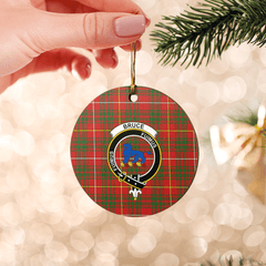 Clan Bruce Modern Tartan Crest Round Ceramic Ornament VA11 Bruce Modern Tartan Tartan Christmas