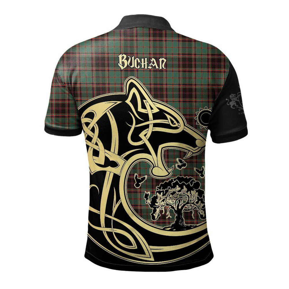 Clan Buchan Ancient Tartan Polo Shirt Viking Wolf CP87 Buchan Ancient Tartan Tartan Polo