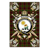 Clan Buchan Modern Tartan Crest Black Garden Flag - Gold Thistle AX81 Clan Buchan Tartan Today