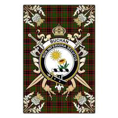 Clan Buchan Modern Tartan Crest Black Garden Flag - Gold Thistle AX81 Clan Buchan Tartan Today