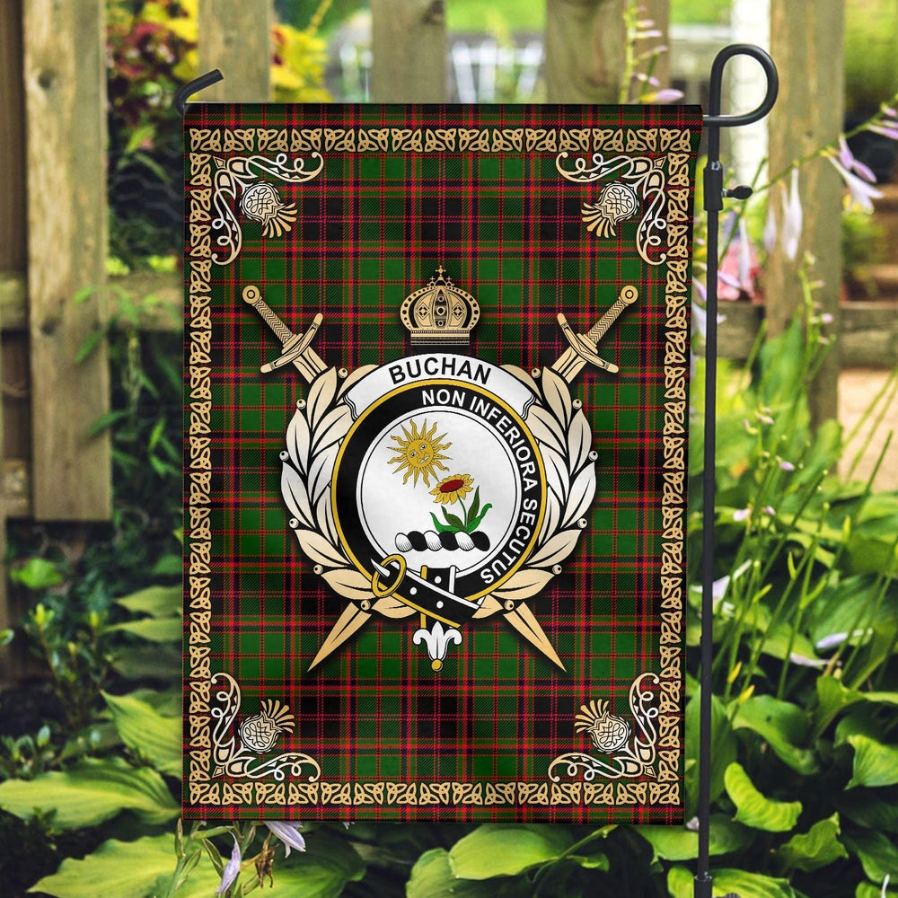 Clan Buchan Modern Tartan Crest Garden Flag - Celtic Thistle UT88 Clan Buchan Tartan Today