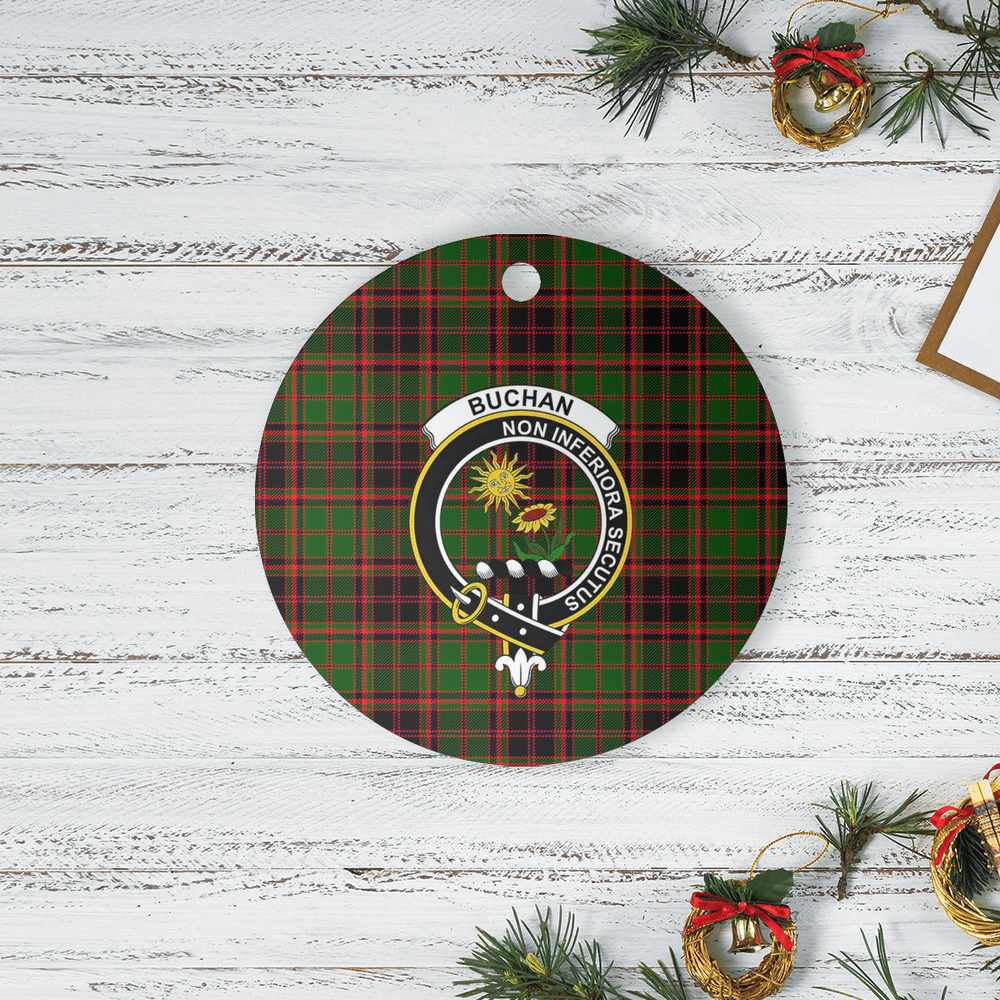 Clan Buchan Modern Tartan Crest Round Ceramic Ornament AT95 Buchan Modern Tartan Tartan Christmas