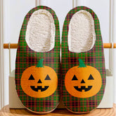 Clan Buchan Modern Tartan Halloween Pumpkin Slippers, Fluffy Spooky Slippers ZP42 Buchan Modern Tartan Tartan Halloween