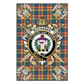 Clan Buchanan Ancient Tartan Crest Black Garden Flag - Gold Thistle LR82 Clan Buchanan Tartan Today