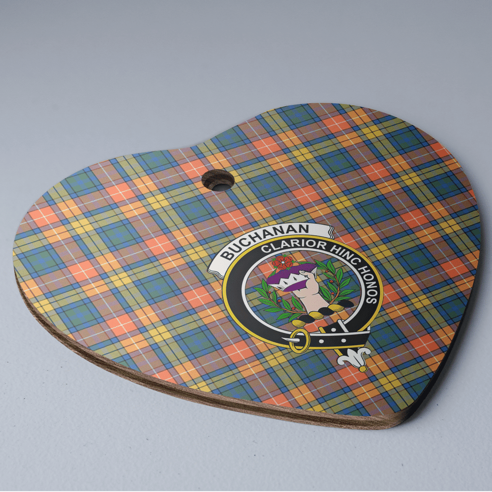 Clan Buchanan Ancient Tartan Crest Heart Ceramic Ornament IR43 Buchanan Ancient Tartan Tartan Christmas