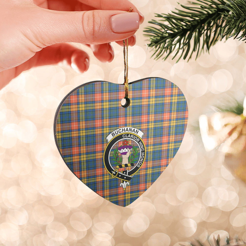 Clan Buchanan Ancient Tartan Crest Heart Ceramic Ornament IR43 Buchanan Ancient Tartan Tartan Christmas
