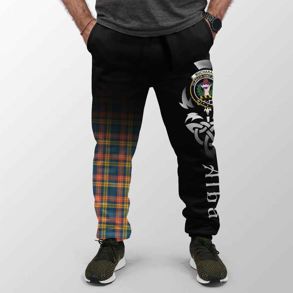 Clan Buchanan Ancient Tartan Crest Jogger Sweatpants Alba Celtic Style VT31 Clan Buchanan Tartan Today