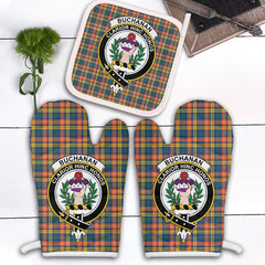 Clan Buchanan Ancient Tartan Crest Oven Mitt And Pot Holder (2 Oven Mitts + 1 Pot Holder) DA60 Clan Buchanan Tartan Today