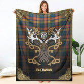 Clan Buchanan Ancient Tartan Crest Premium Blanket Celtic Stag Style ZU10 Clan Buchanan Tartan Today