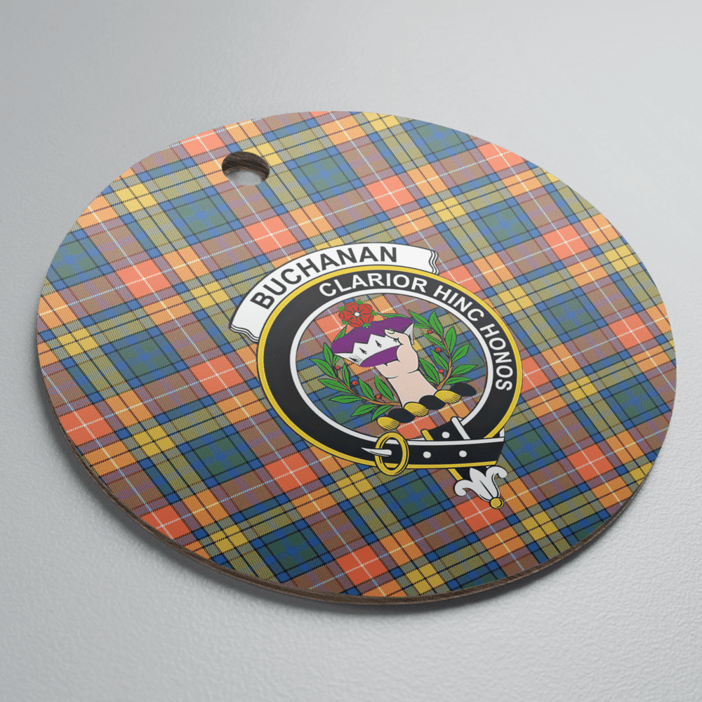 Clan Buchanan Ancient Tartan Crest Round Ceramic Ornament AB61 Buchanan Ancient Tartan Tartan Christmas