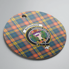 Clan Buchanan Ancient Tartan Crest Round Ceramic Ornament AB61 Buchanan Ancient Tartan Tartan Christmas