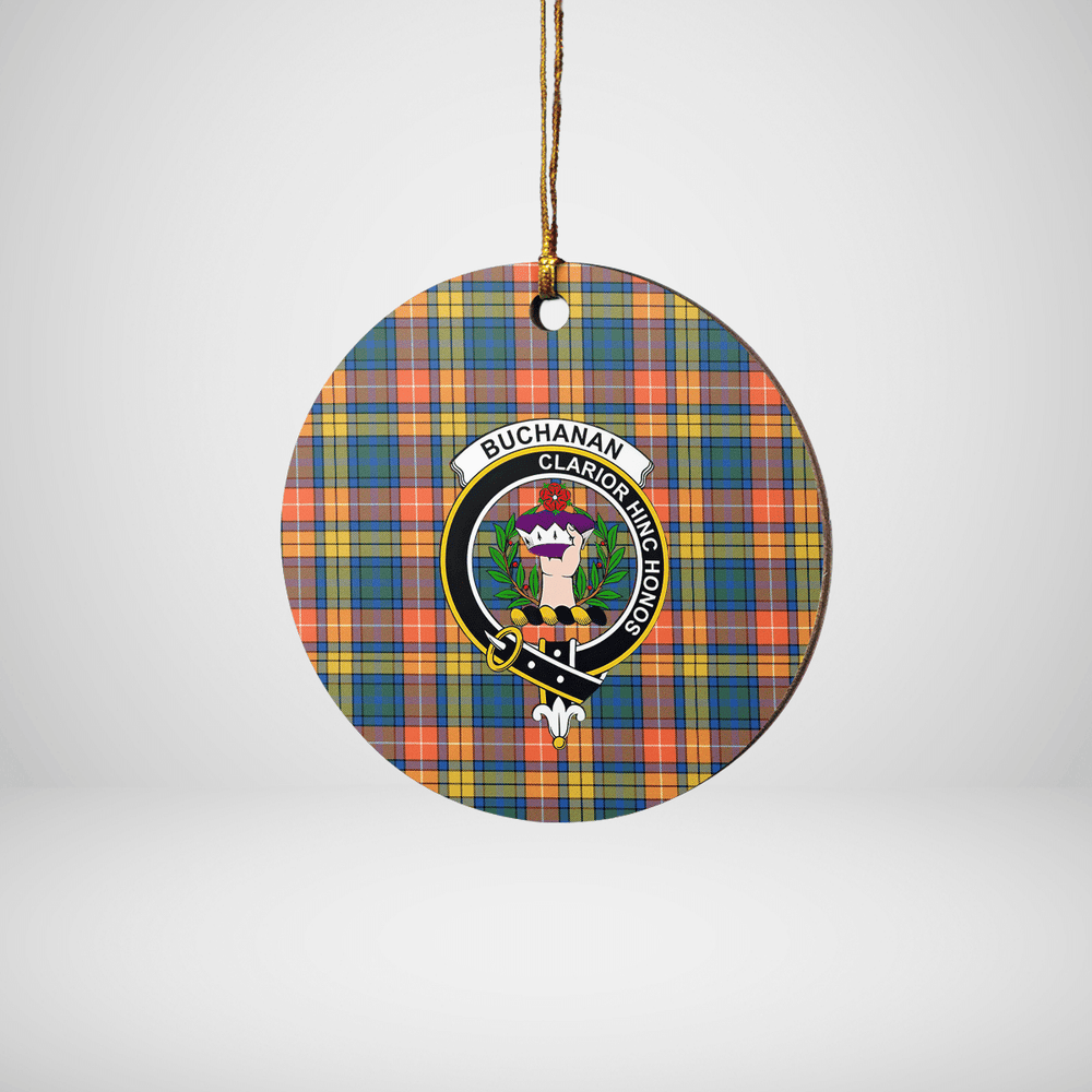 Clan Buchanan Ancient Tartan Crest Round Ceramic Ornament AB61 Buchanan Ancient Tartan Tartan Christmas