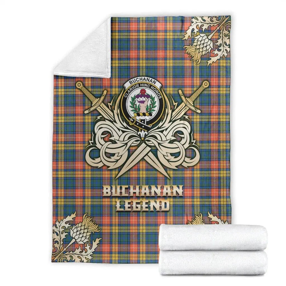 Clan Buchanan Ancient Tartan Gold Courage Symbol Blanket XM55 Clan Buchanan Tartan Today