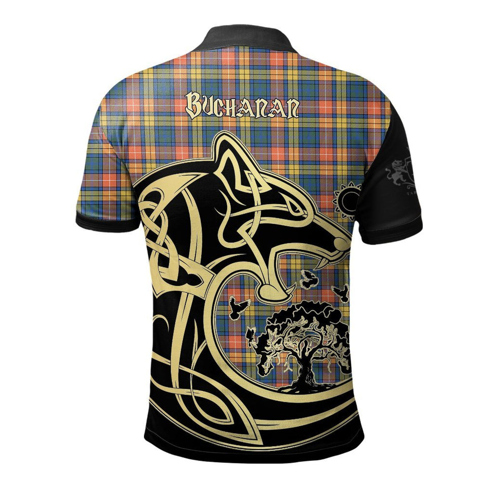 Clan Buchanan Ancient Tartan Polo Shirt Viking Wolf IH84 Buchanan Ancient Tartan Tartan Polo