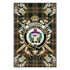 Clan Buchanan Hunting Tartan Crest Black Garden Flag - Gold Thistle GO26 Clan Buchanan Tartan Today